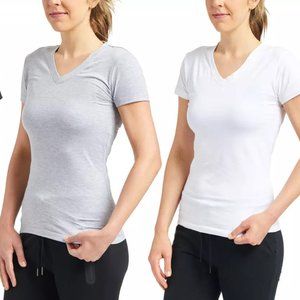 Women's Egyptian Cotton-Blend V-Neck Tee (2 Pack)